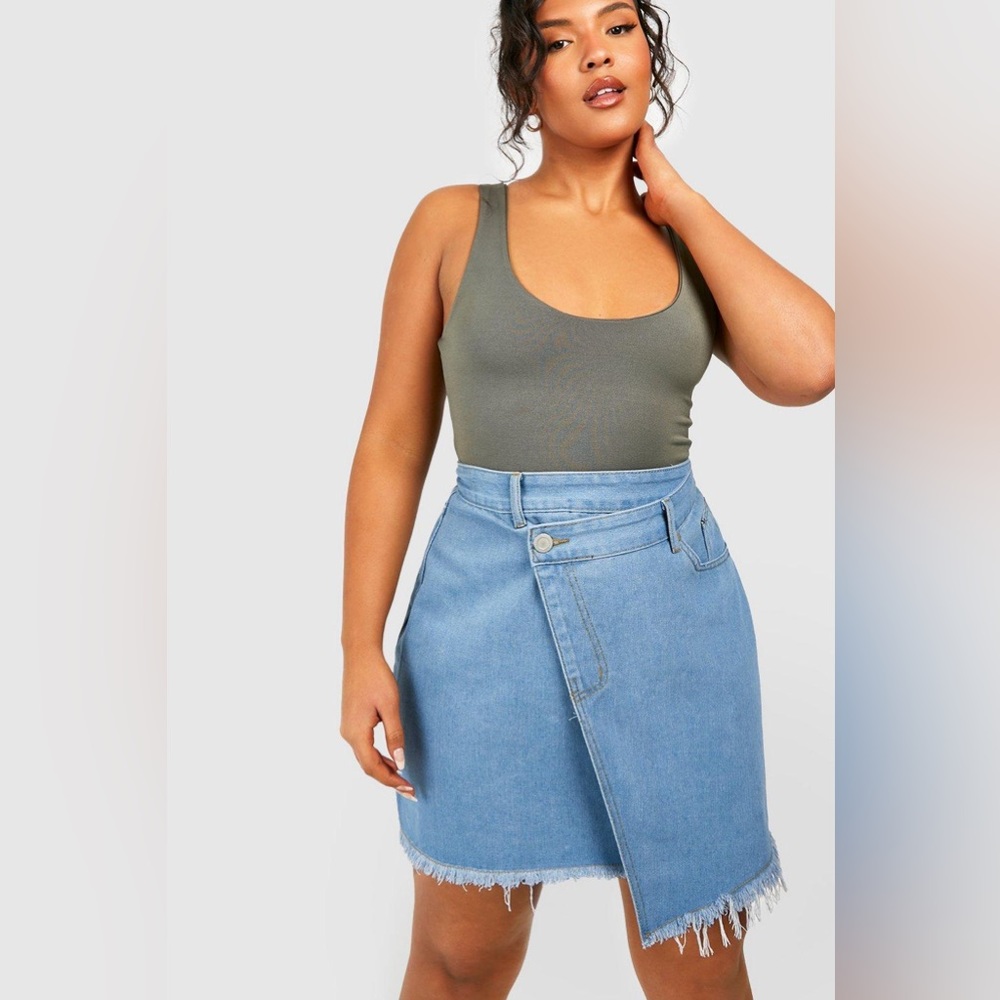 PLUS DENIM WRAP SKIRT